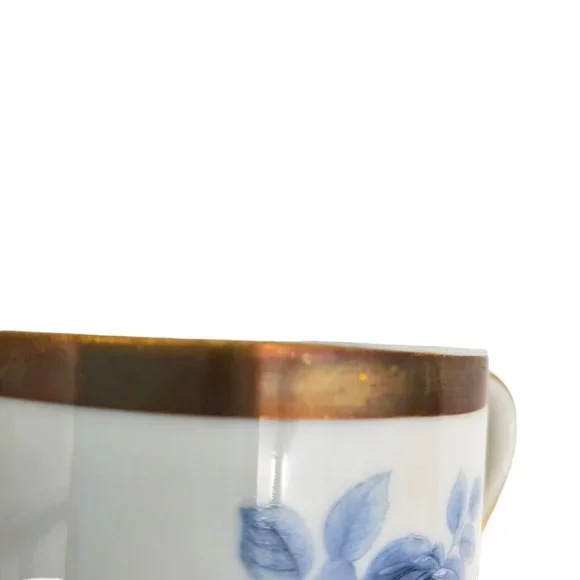 1940s Hackefors Porslin Sweden Coffee‎ Pot Teapot Set Demitasse Blue Floral Gold